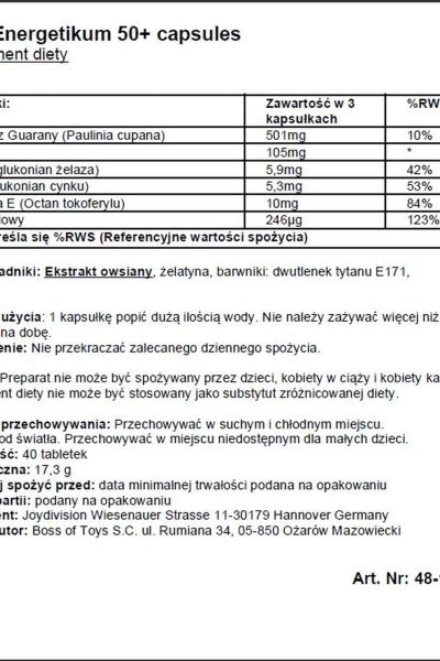Supl.diety-EROpharm – Sex-Energetikum 50+ 40 capsules
