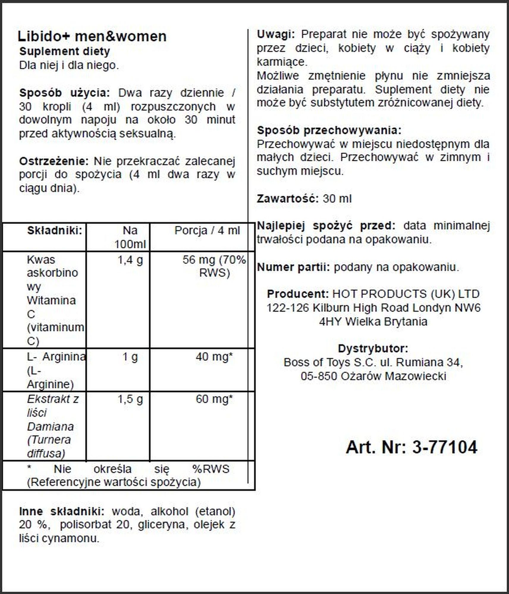 Supl.diety-Libido + (m+w) 30ml - obrazek 2