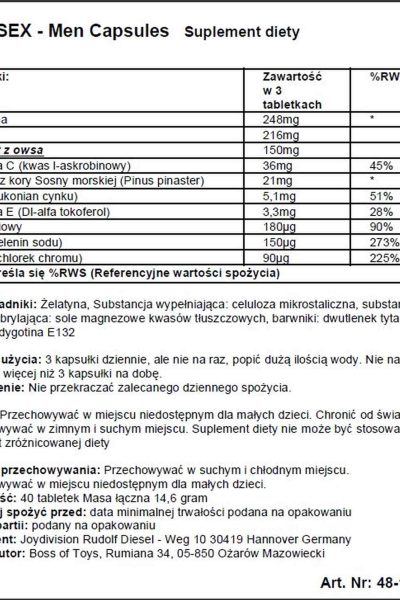 Supl.diety-PENISEX – Men Capsules, 40 capsules