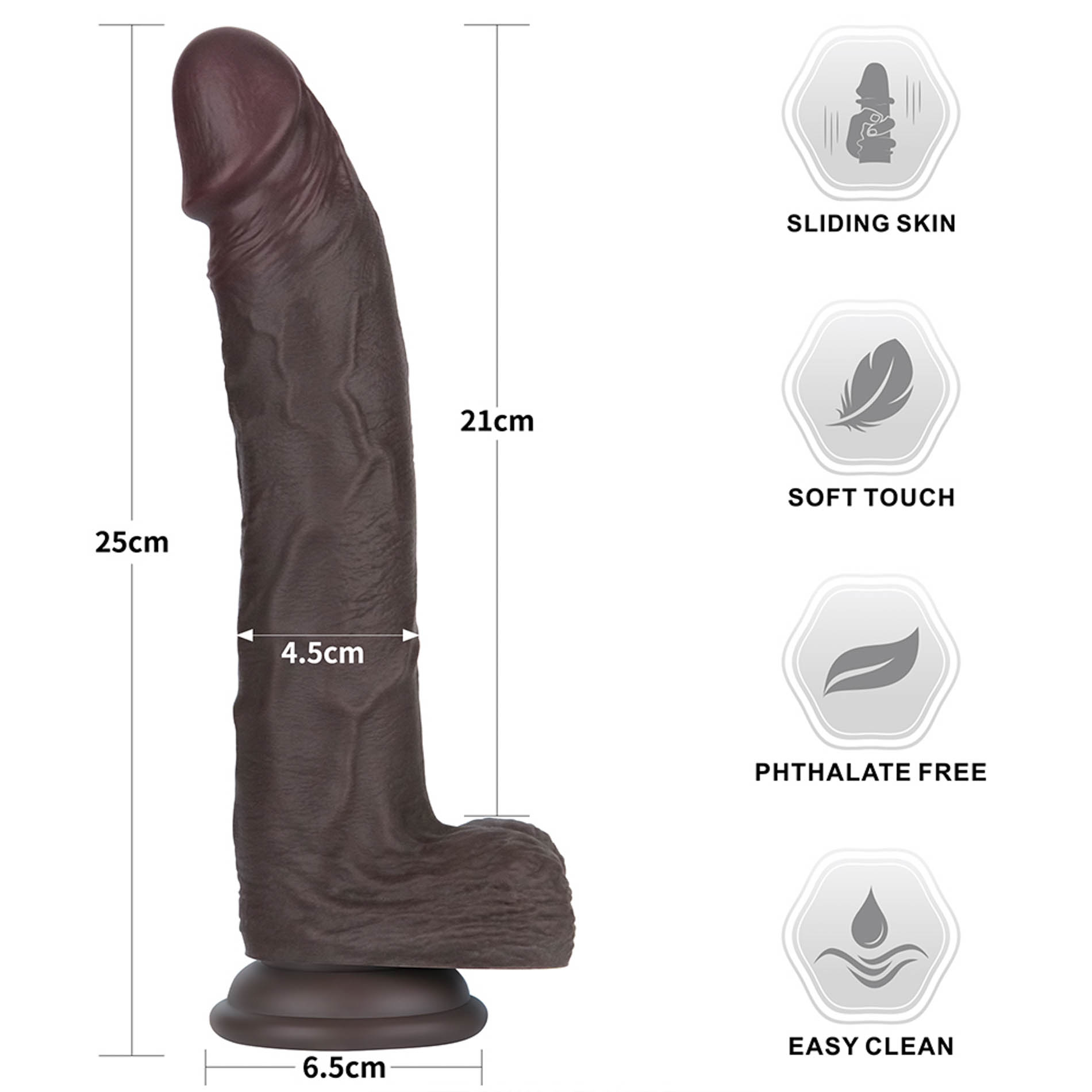 8'' Sliding Skin Pro II Dual Layer Silicone Dong (Black) - obrazek 8