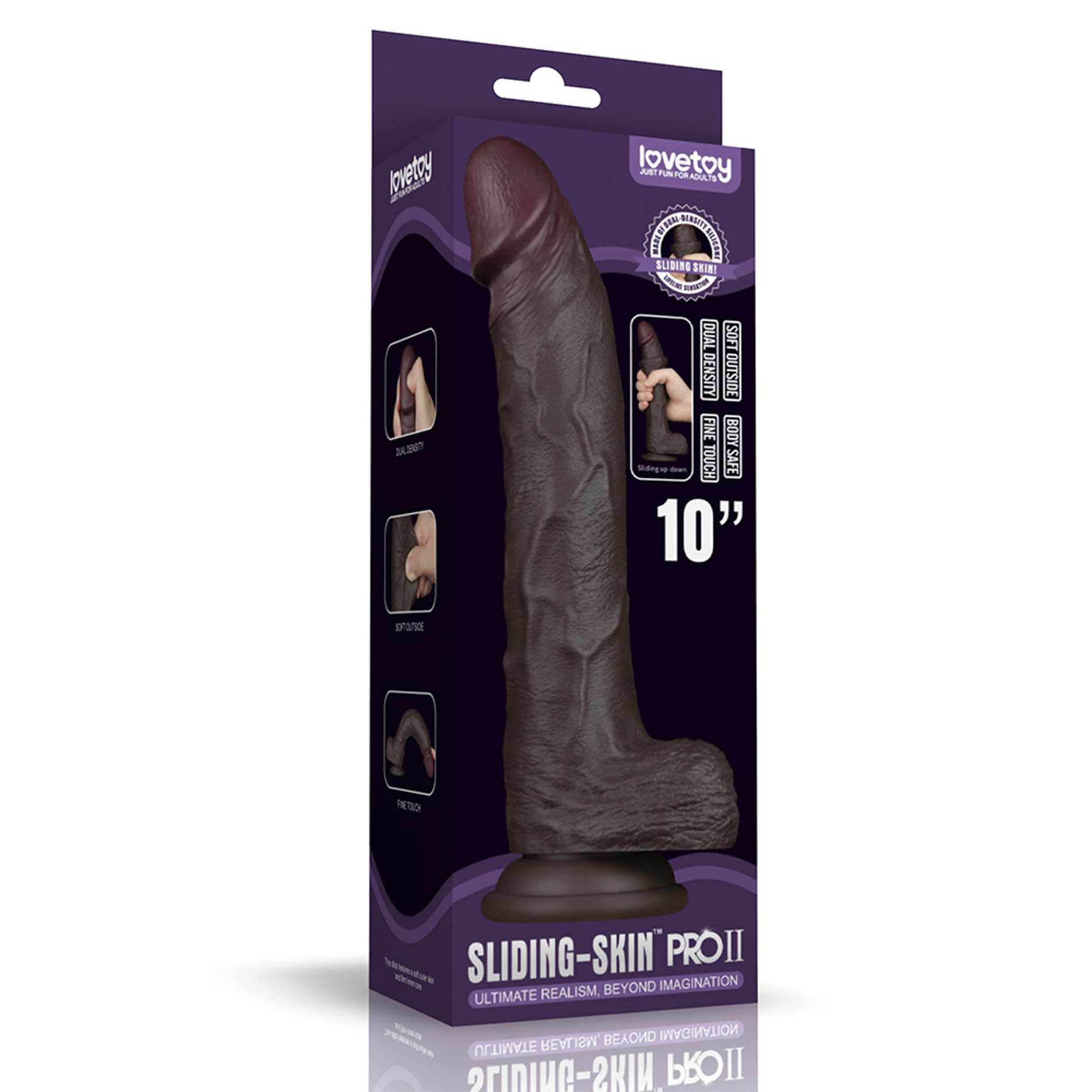 8” Sliding Skin Pro Ii Dual Layer Silicone Dong (black)