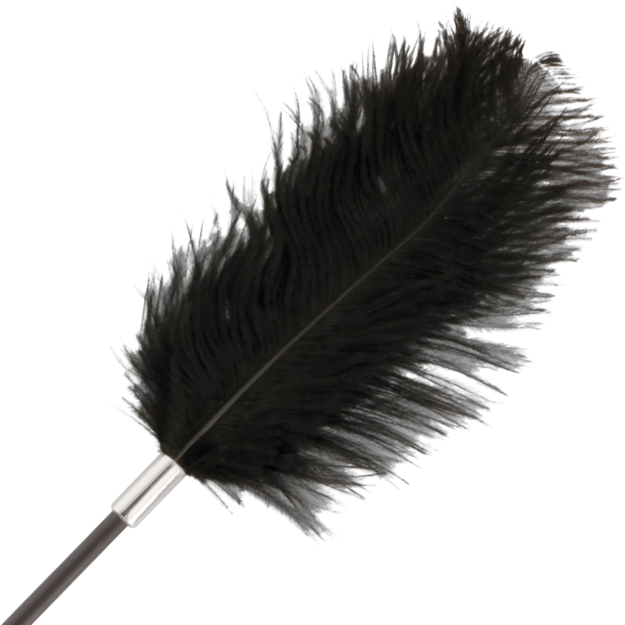 DARKNESS - Czarny Bat i Piórko 2w1 Black Love Feather Whip (56 cm) - obrazek 3