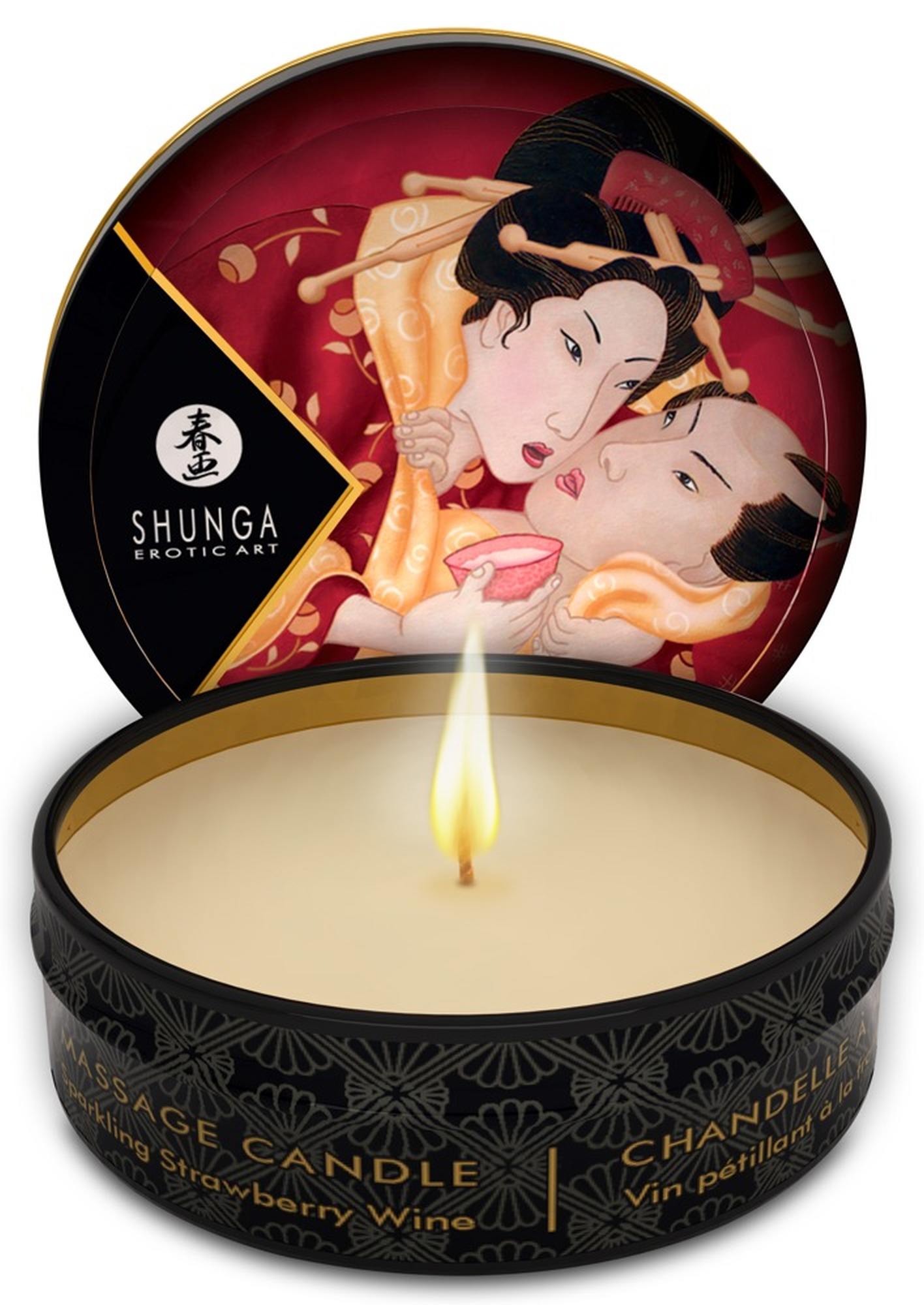 Shunga Sparkling Strawberry Wine – Świeca do masażu (30 ml) - obrazek 3